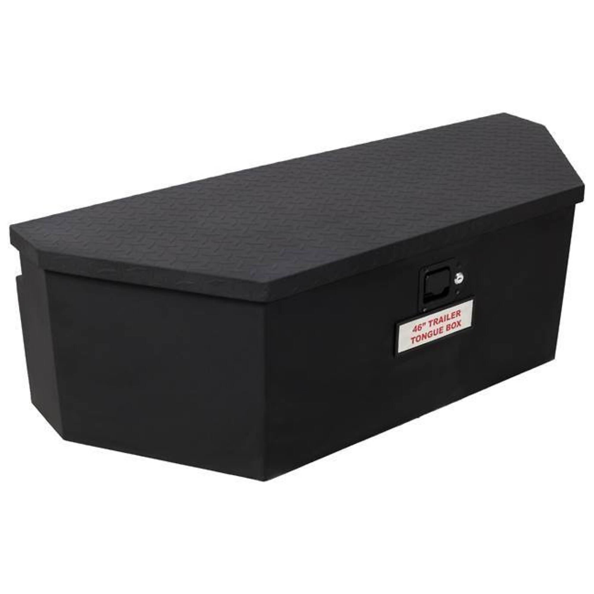 46" x 18" x 14.5" Heavy Duty Steel Trailer Tongue Box, 6.7 CUFT Capacity, w/lock and keys, black, BAC-W465P225052